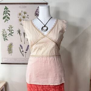 Y2k Velvet Lace Trim Tie Back Babydoll Top Fairy Coquette Romantic Dolly Kei M